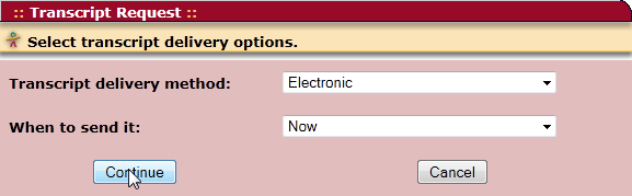 Transcript delivery methods option