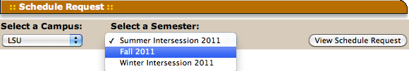 Selecting the desired semester in the "Select a Semester" drop down menu.