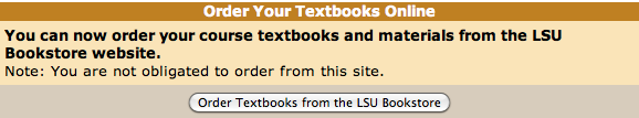 Selecting the "Order Textbooks from the LSU Bookstore" button.