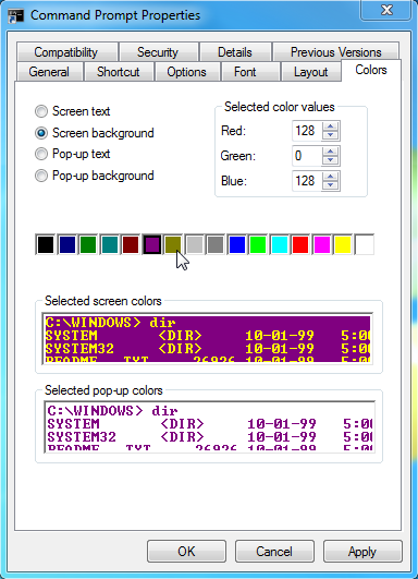 color value selector