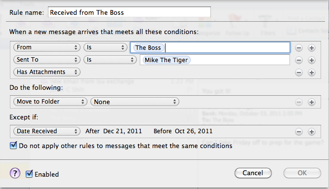 running outlook rules on mac