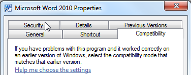 the compatibility tab.