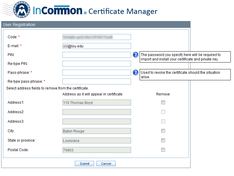 InCommon Certificate Manager