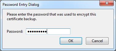 Password Entry Dialog with OK button at the bottom of the window.