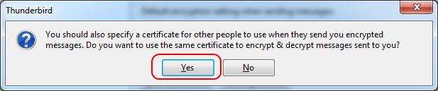 screesnshot of Thunderbird message; Yes highlighted.