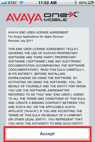 Avaya one-X, select accept