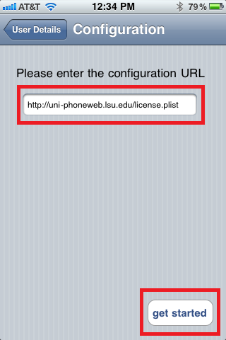 Avaya one-X, enter URL and select get started