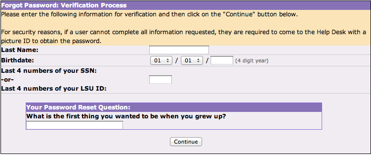 Verification screen