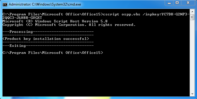 success screen