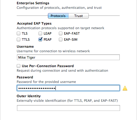 Apple Configurator prompting the user to enter their username and password