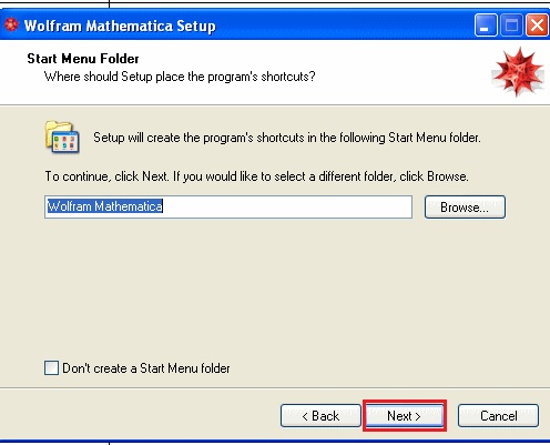 screenshot of Mathematica 8 program shortcuts with next highlighted