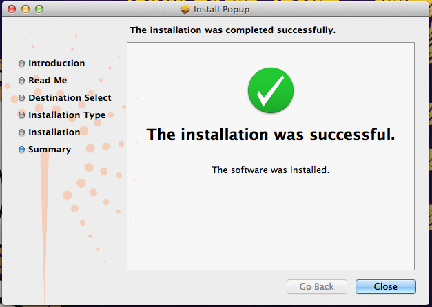 Completed printer installation screen on the installation wizard