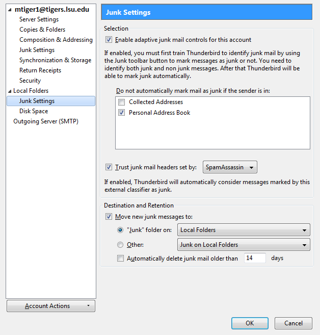 junk settings