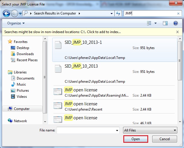 finding the JMP SID file