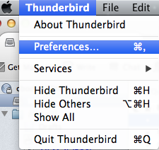 Thunderbird Preferences option