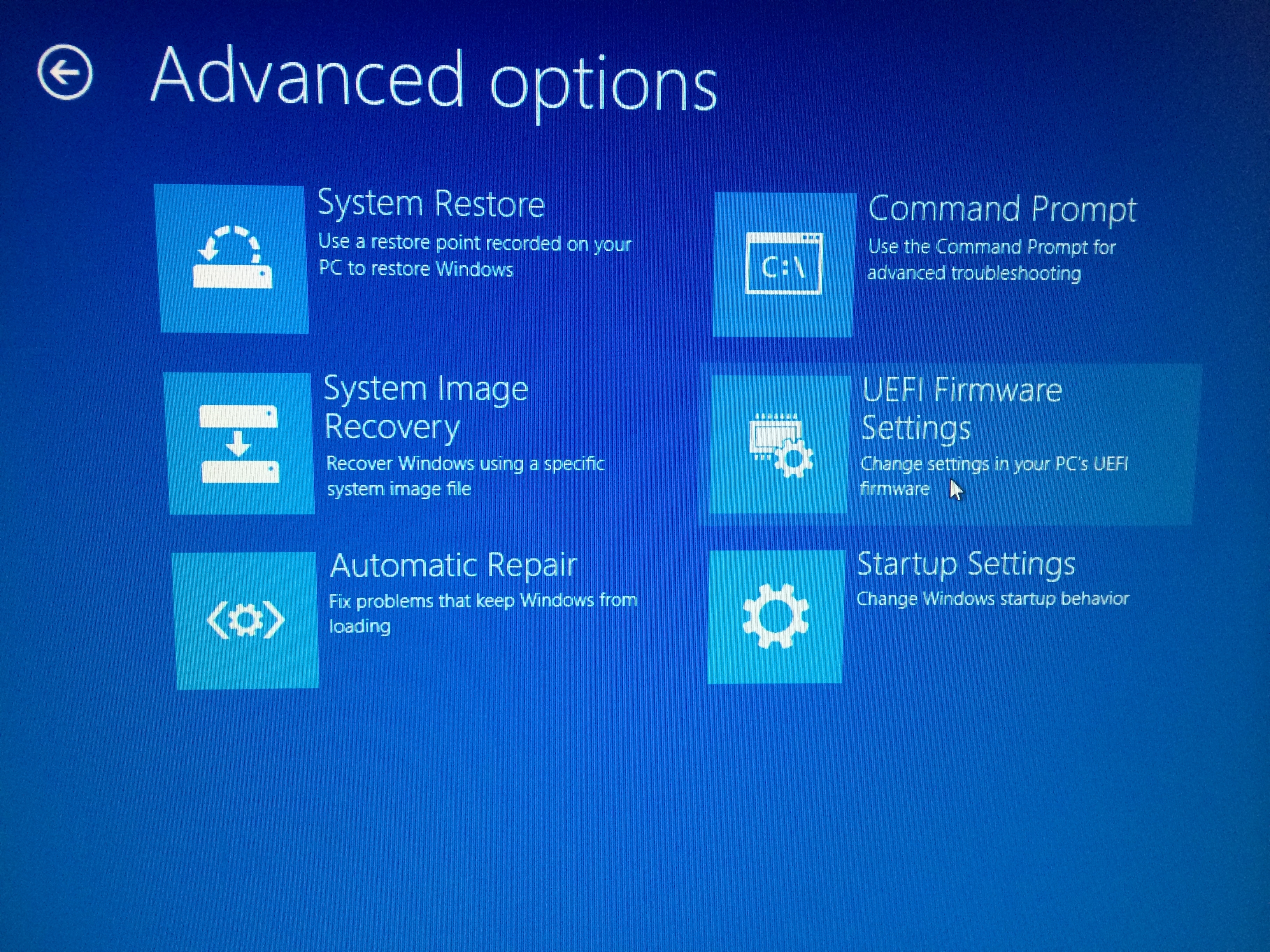 Advanced options Menu