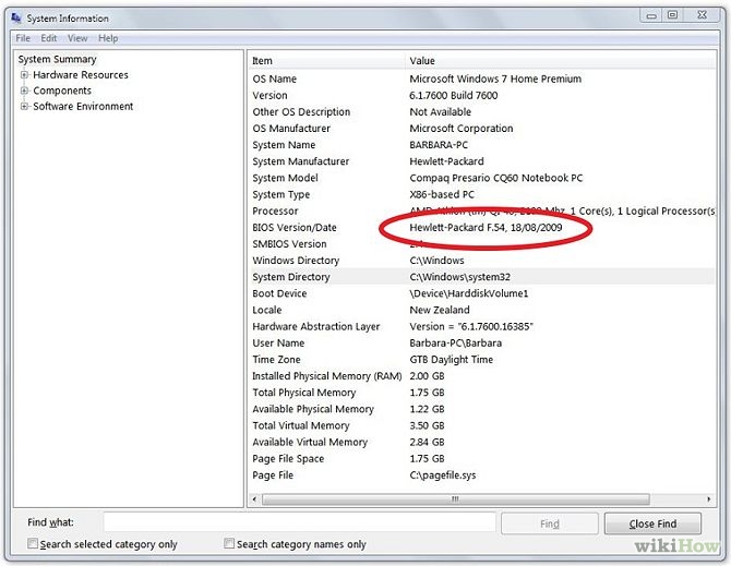 how to check system bios version windows 7