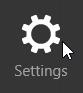 Windows 8 Settings Selection Screenshot to the right of the screen