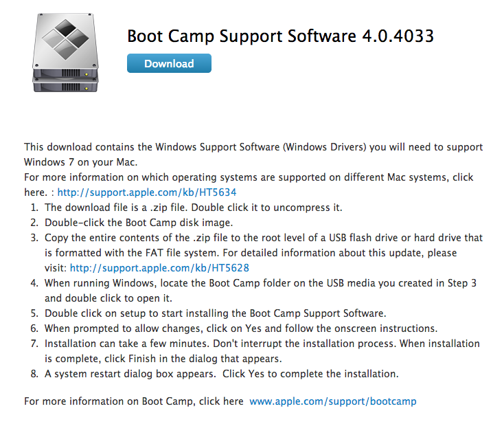 boot camp support software 4.0.4033