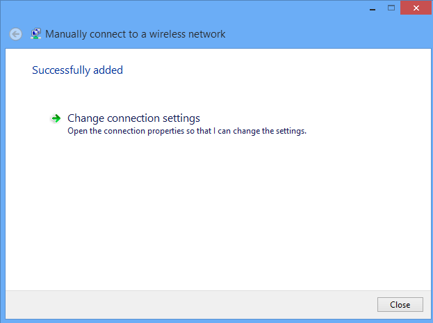 Change Connection Settings window