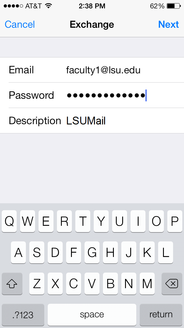 The exchange setup login page.