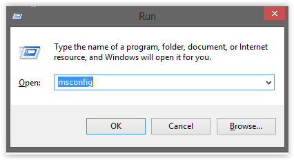 mscongif on the run dialog box