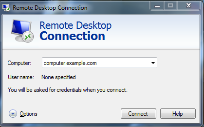 Login for remote desktop connection