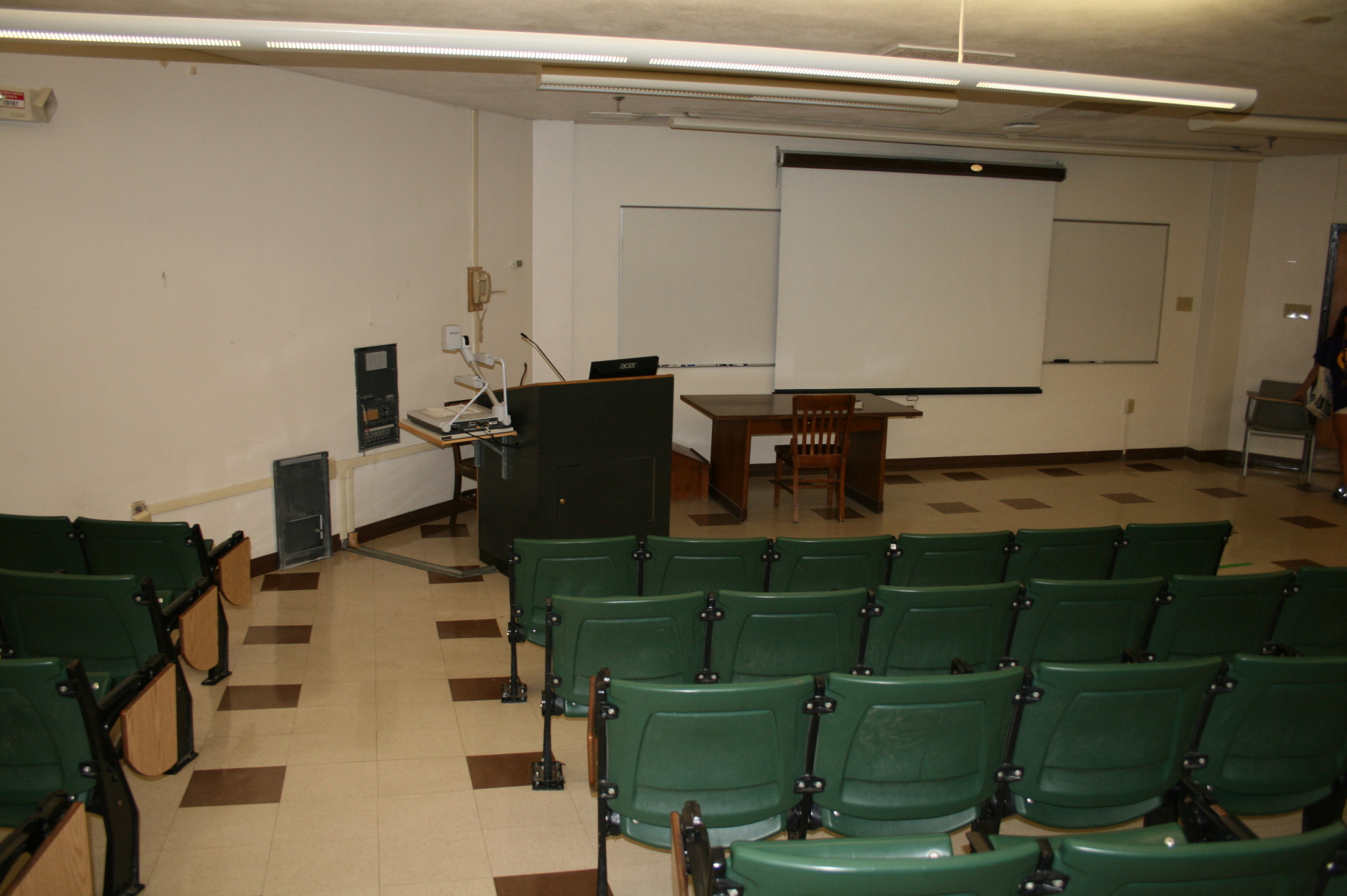 view from the back of the classroom B16 in lockett.