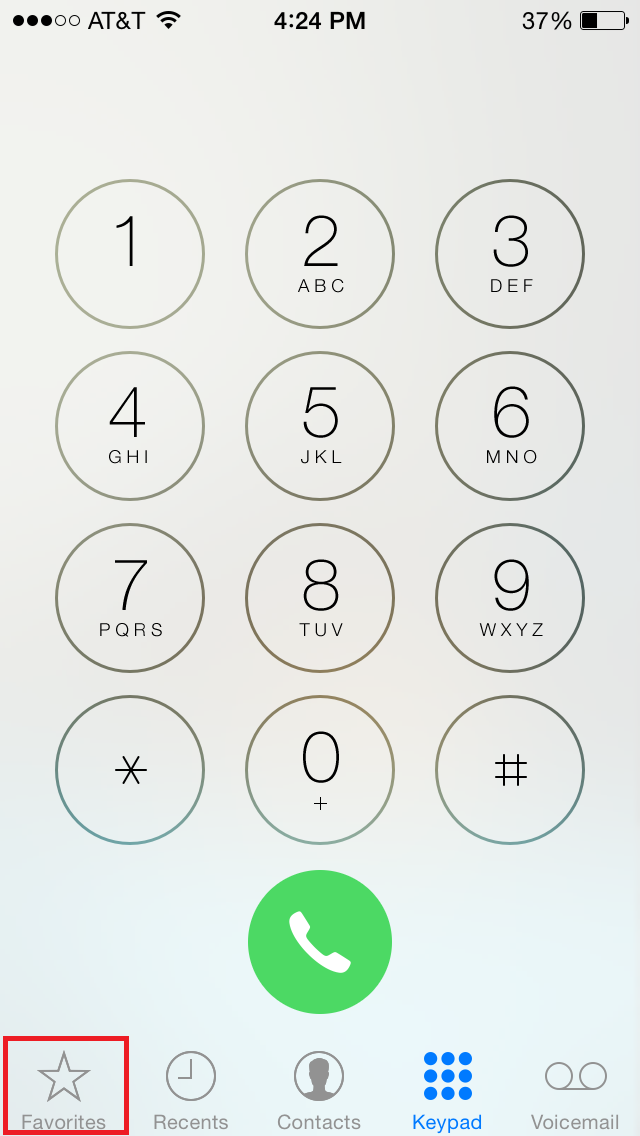 Favorites icon in the bottom lefthand side corner of the phone application screen.
