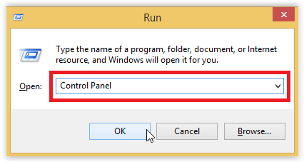 Run, with control panel highlighted