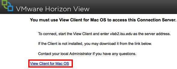 View VMware Client for Mac OS