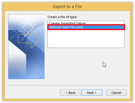 'Create a file of type:' screen