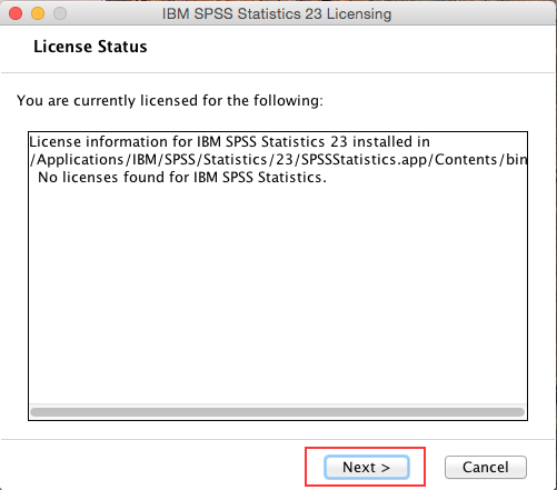 SPSS showing program is not currently licensed.
