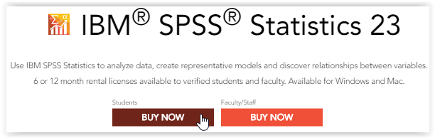 SPSS Statistics 23 On The Hub Buy Now button