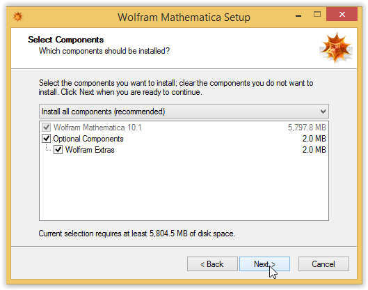 Select Components window