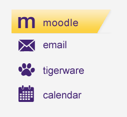 myLSU Portal icons at the top left of page with the options moodle, email, tigerware, and calendar.