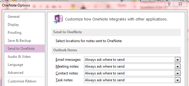 send to OneNote window
