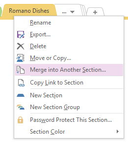 merge into another section tab
