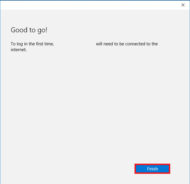 the finish screen.