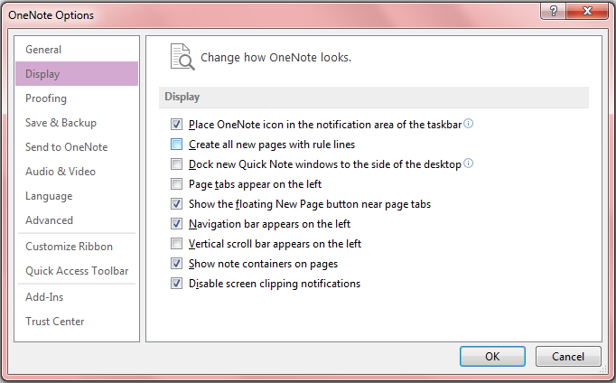 Display options