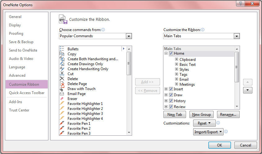 Customize Ribbon window