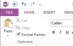 file button highlighted above the one note ribbon.