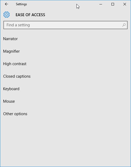 This shows the ease of access options.