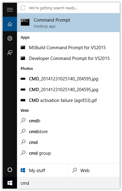 launch command prompt windows 10