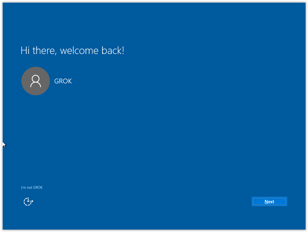 the Hi There and welcome back screen.