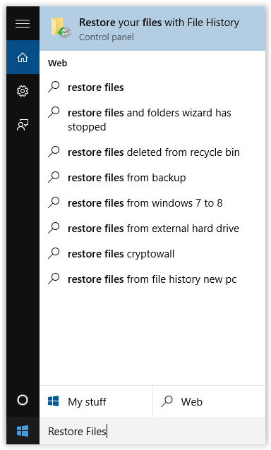  restore your files with file history highlighted