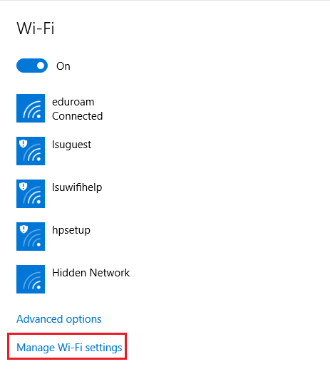 manage wifi settings tab