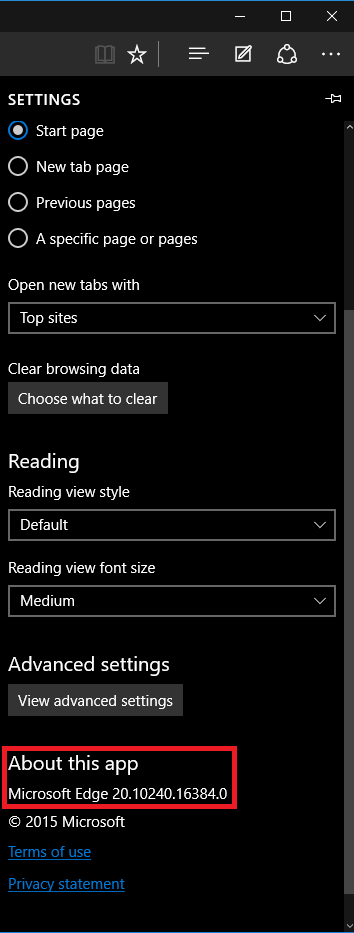 microsoft edge home page settings