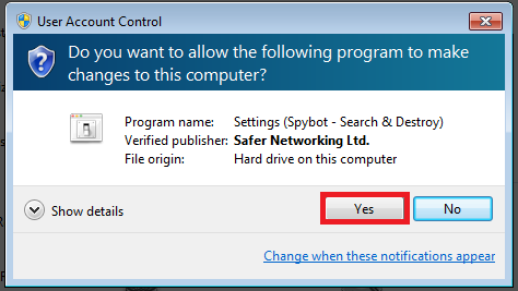 allow program to make changes tab