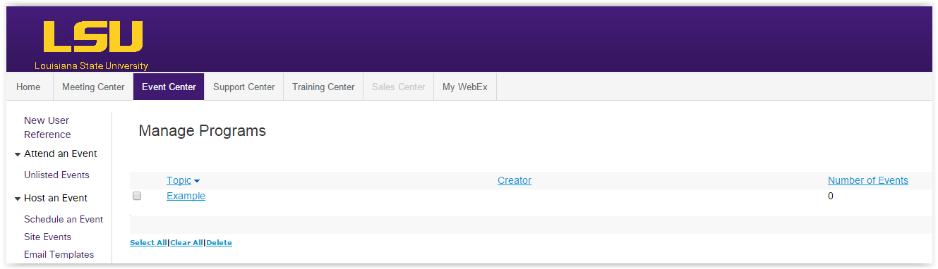 the manage your programs screen